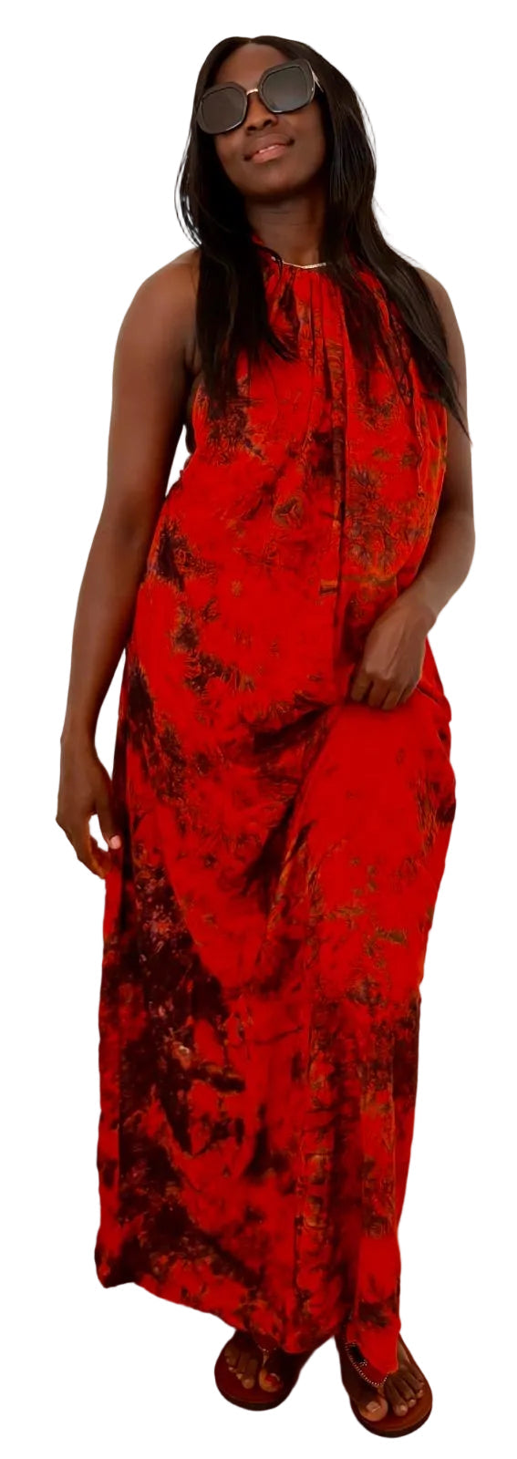 Ruby Flame Tie-Dye Maxi Dress