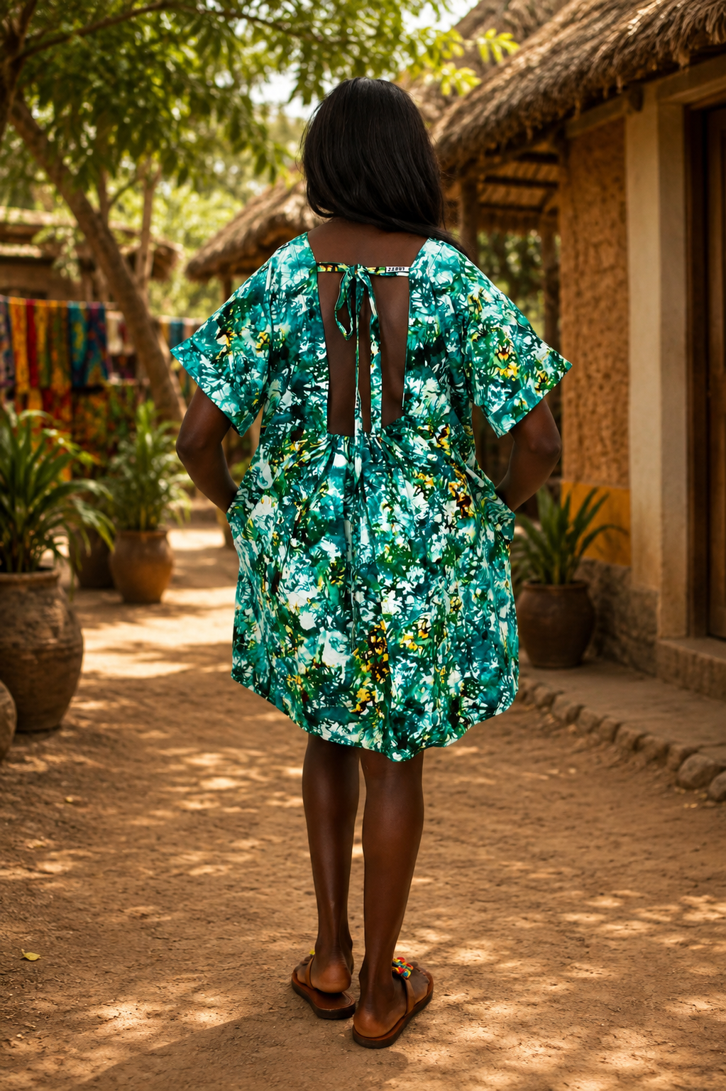 Emerald Bloom African Print Dress