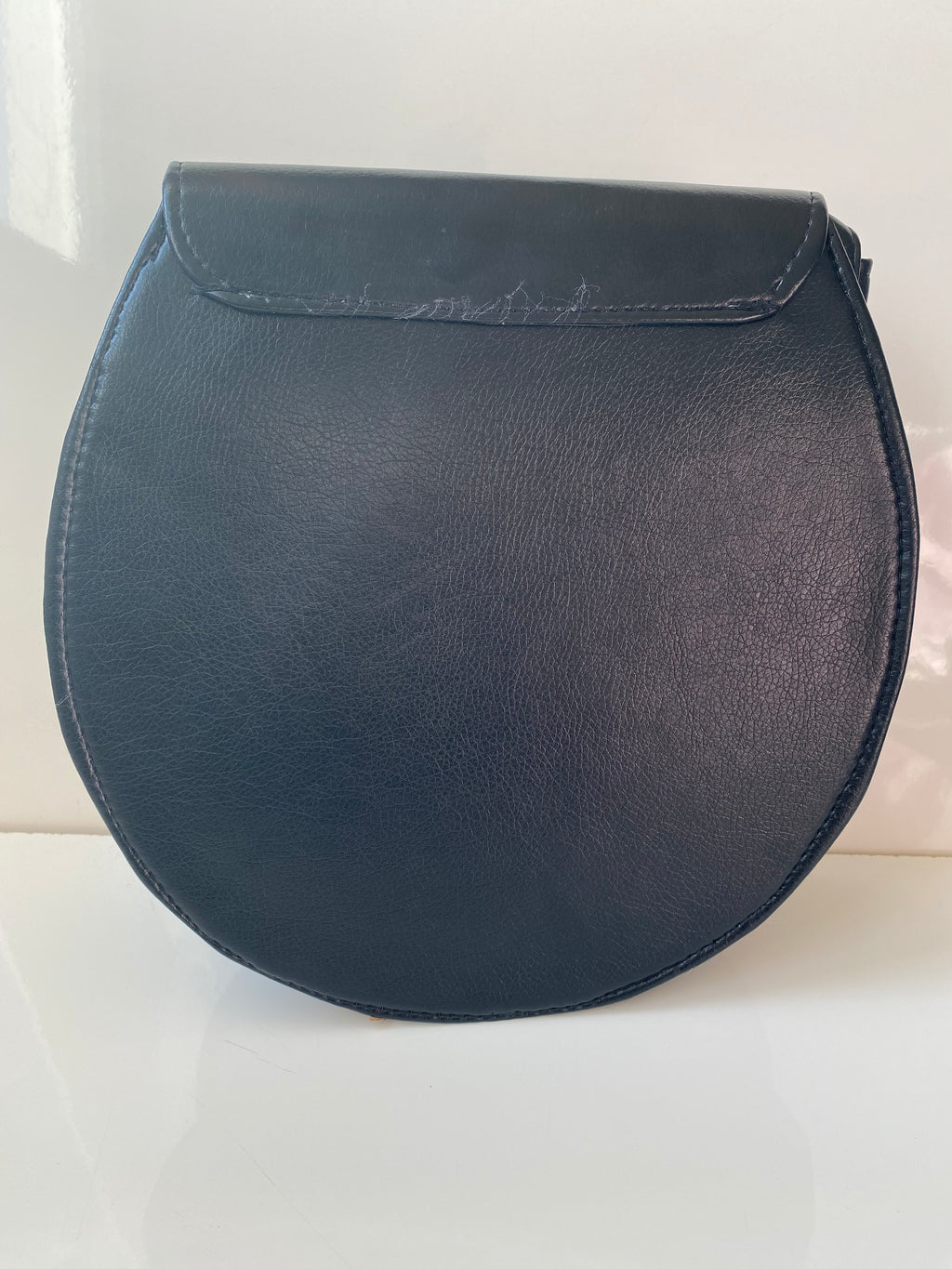 Handmade Black Beaded Leather Crossbody Bag