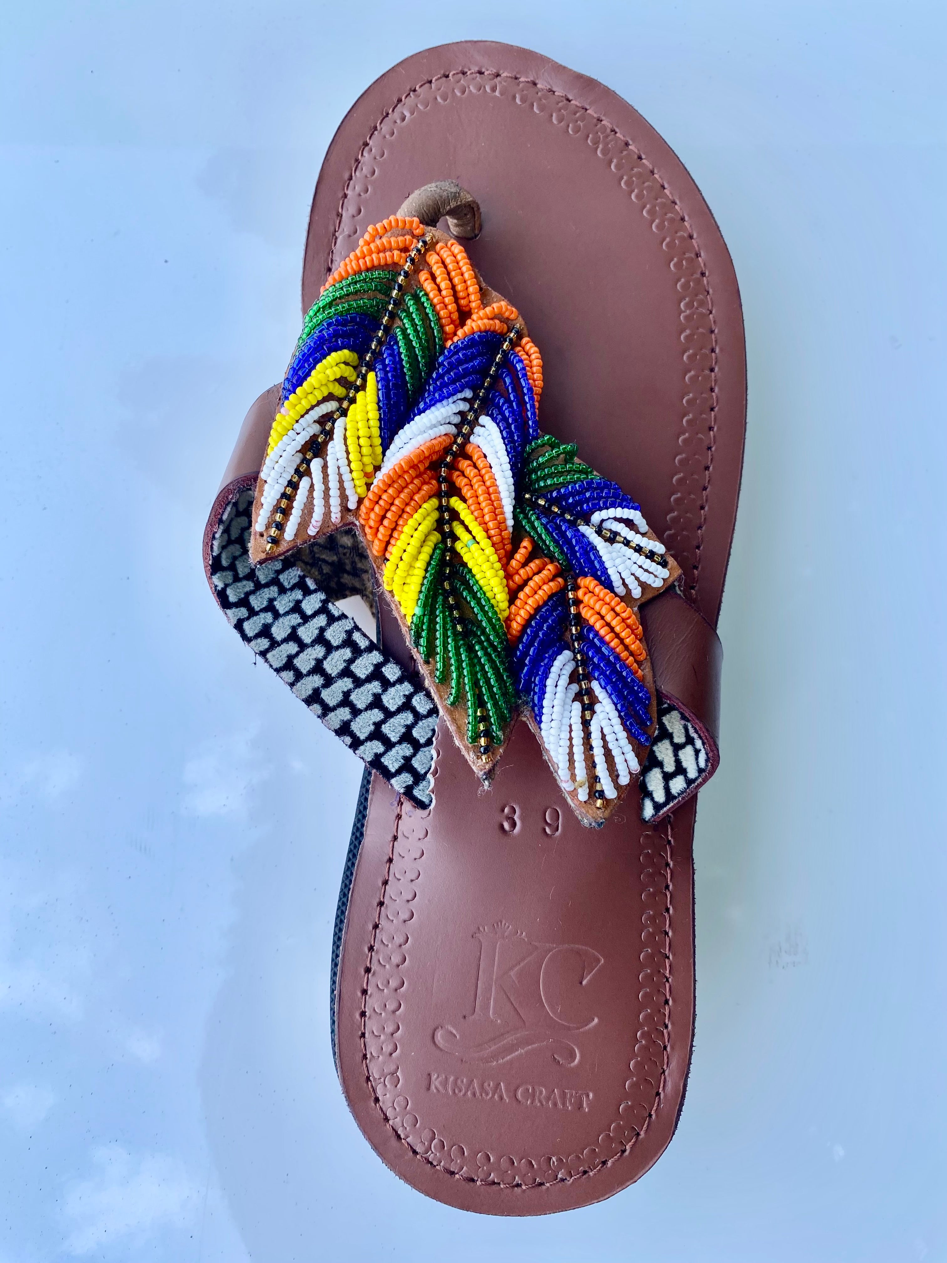 Handmade Maasai Braided Leather Sandals – Multicolor