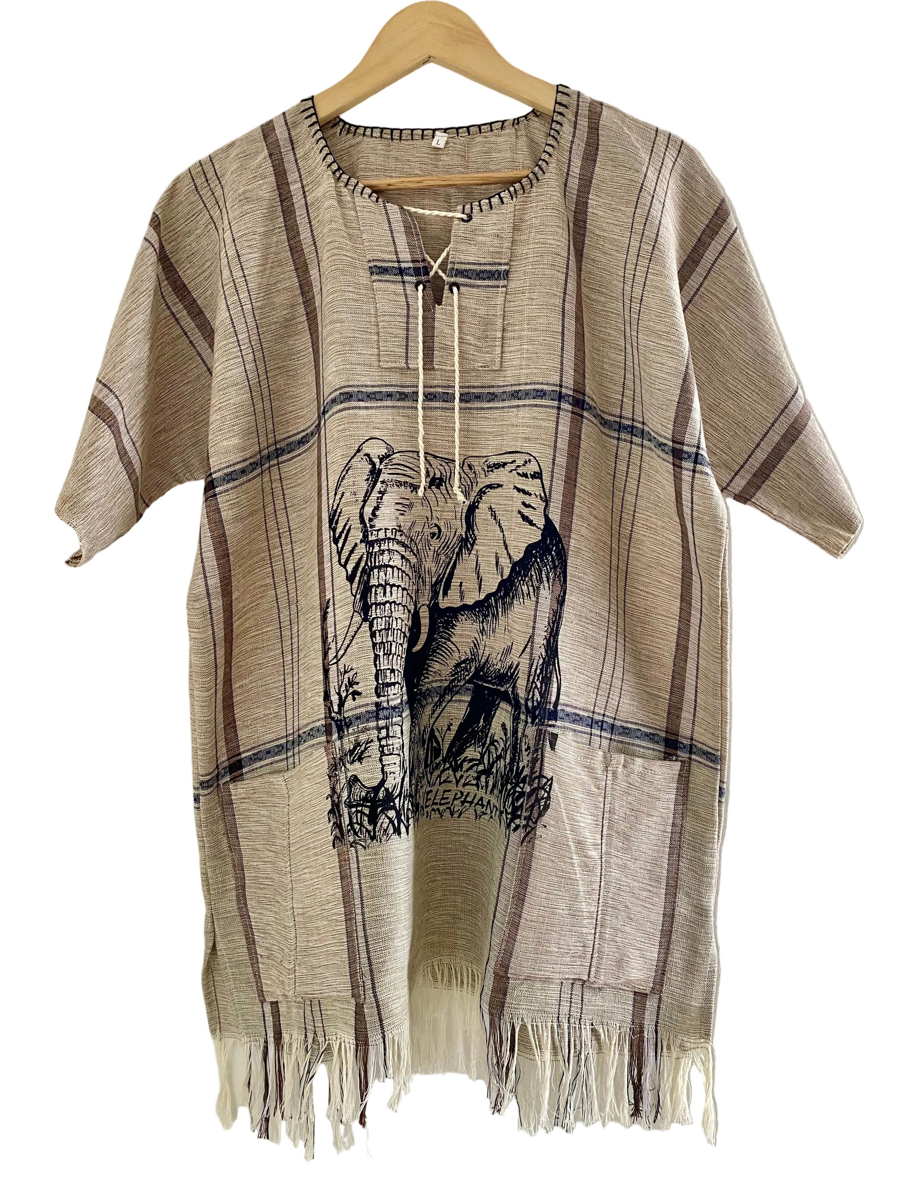Handmade African Unisex Safari Shirt – Elephant Savanna Print