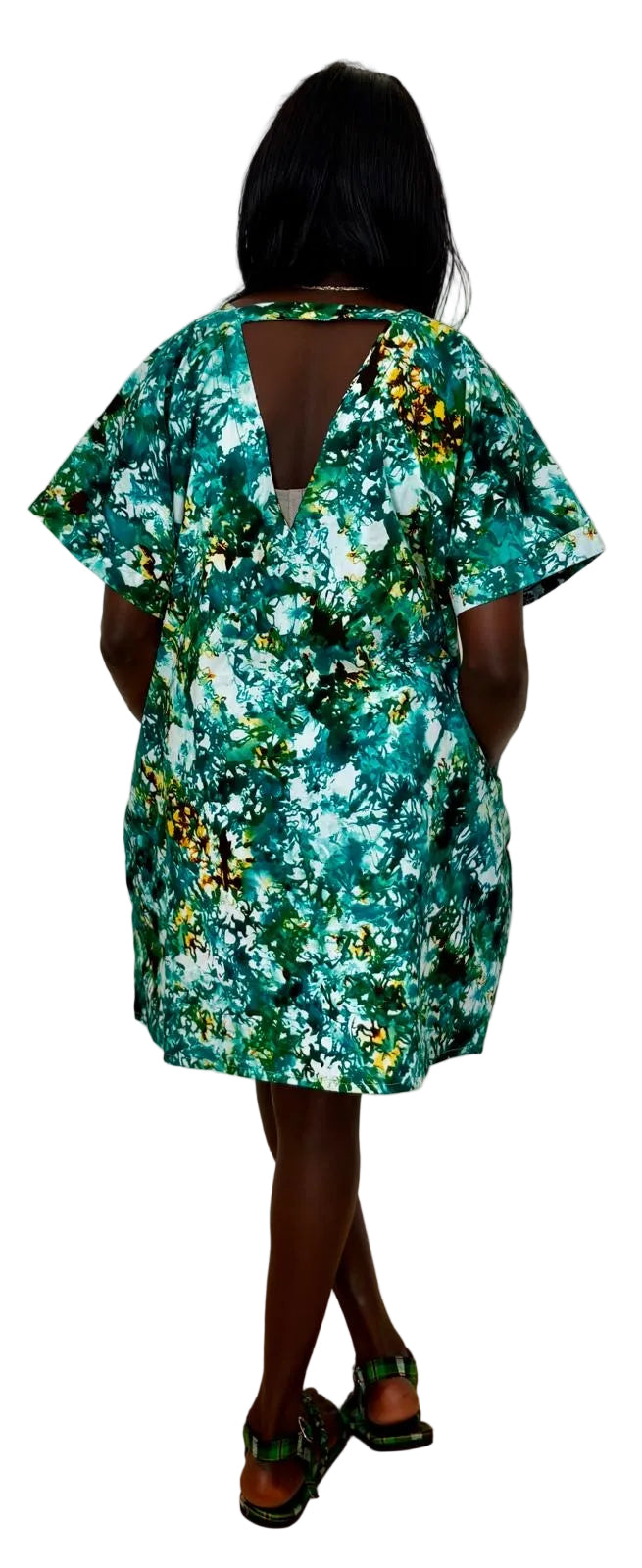 Emerald Bloom African Cotton Dress