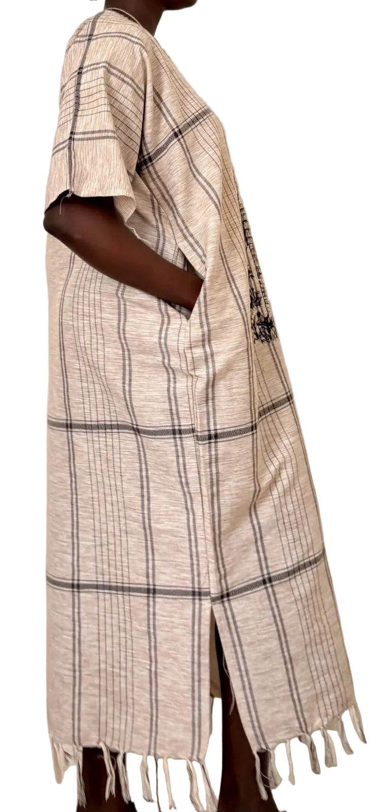 Handmade African Elephant Safari Maxi Dress – Women’s Cotton Dress with Pockets