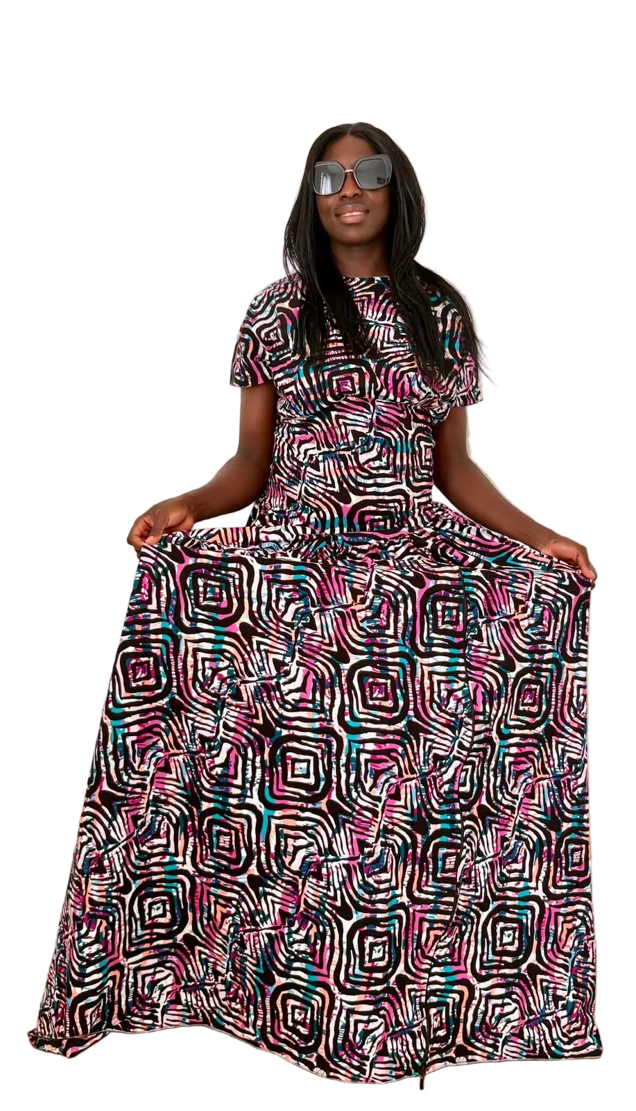 Midnight Mosaic Print Maxi Dress