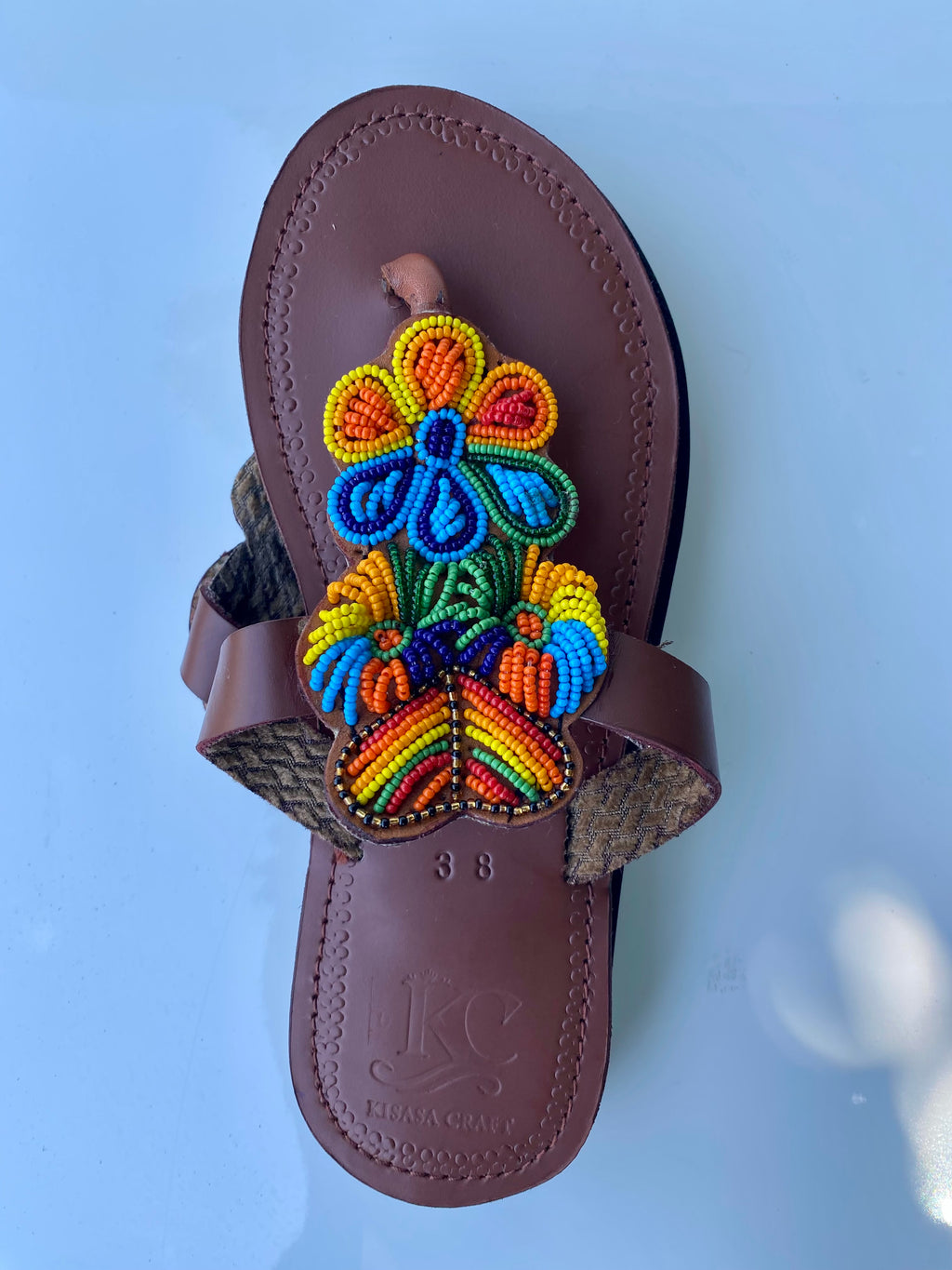 Handcrafted Maasai Beaded Leather Sandals | Brown
