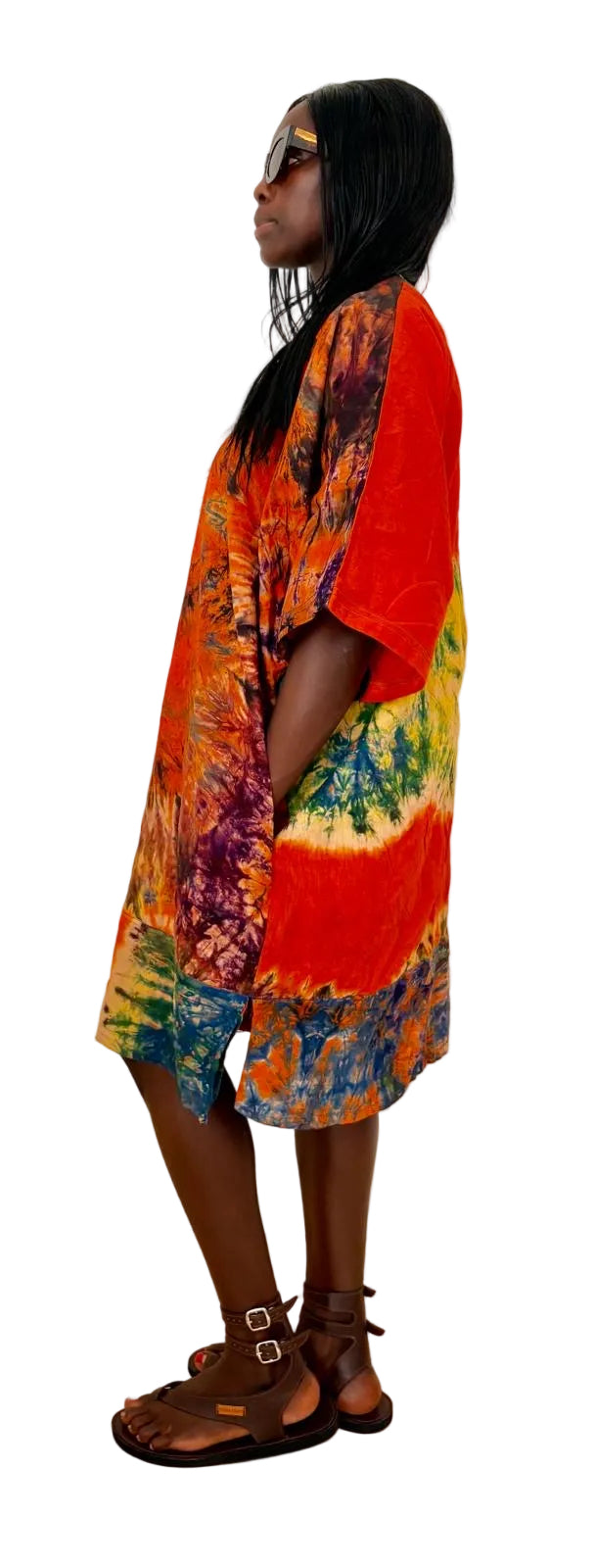 Orange Tie-Dye African Kaftan Dress