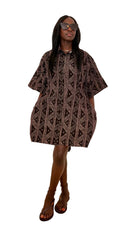 African Mud Cloth Pocket Dress – Brown & Black