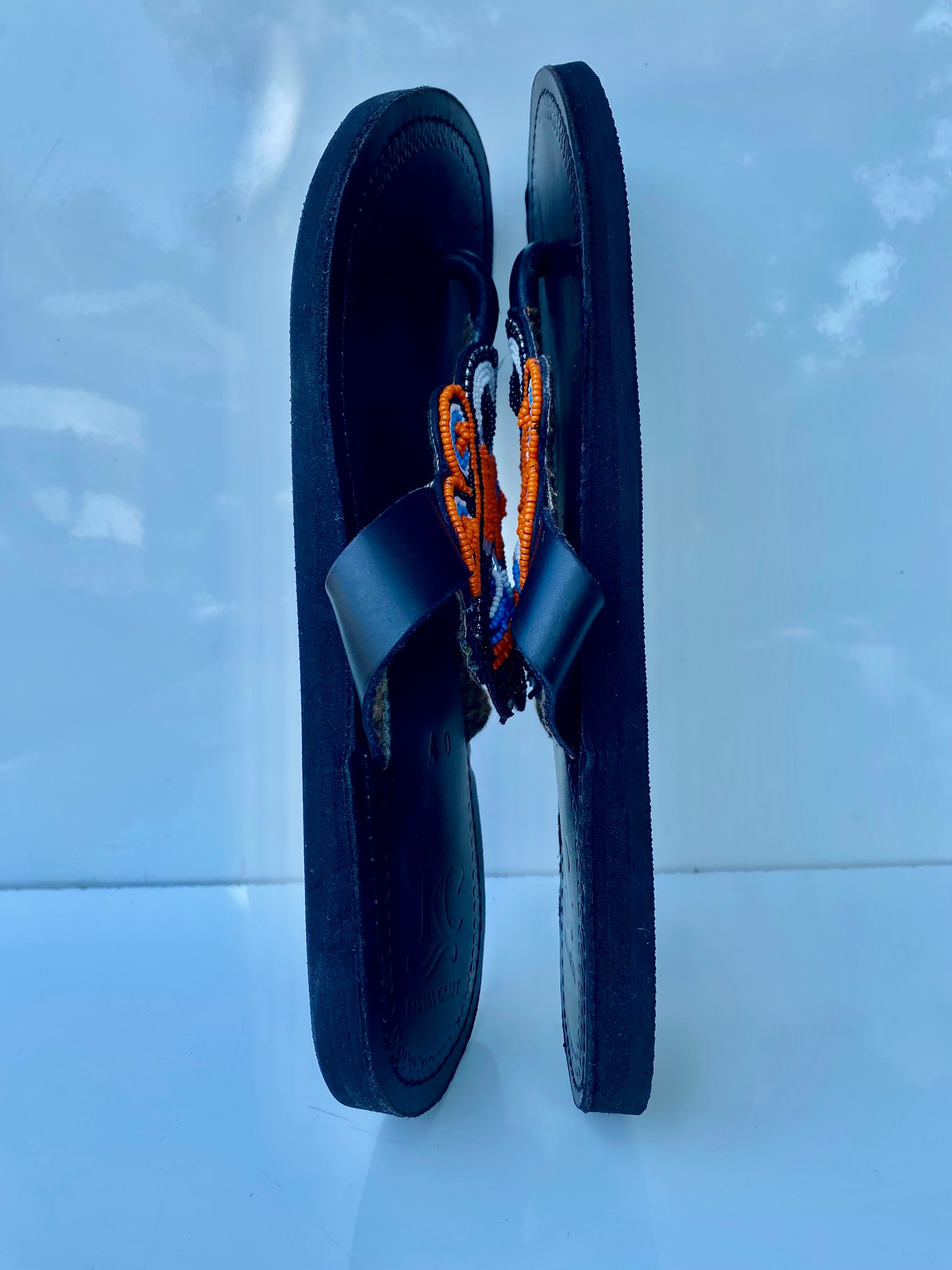 Black Maasai Handmade Beaded Leather Sandals