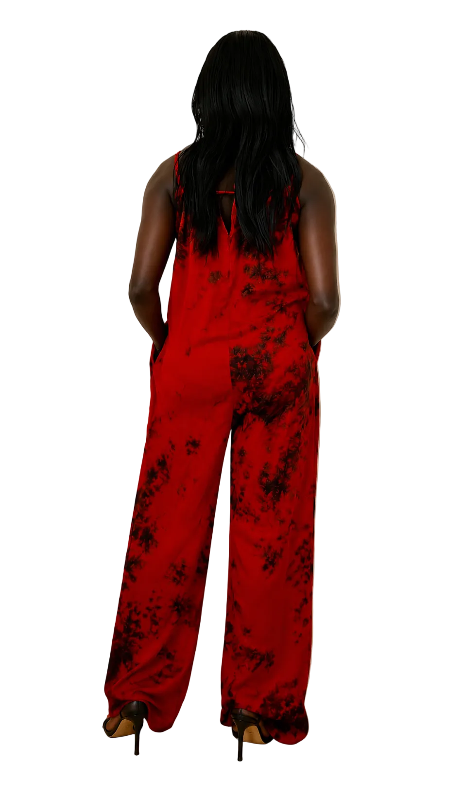 Elegant Orange Floral Wide-Leg Jumpsuit