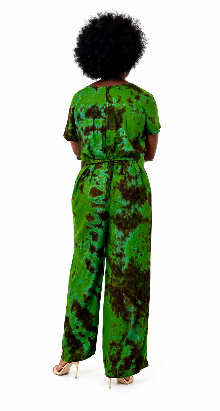 African Print Wide-Leg Jumpsuit – Green & Orange | Afrocraft Sweden