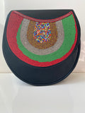 Handmade African Beaded Crossbody Bag – Black