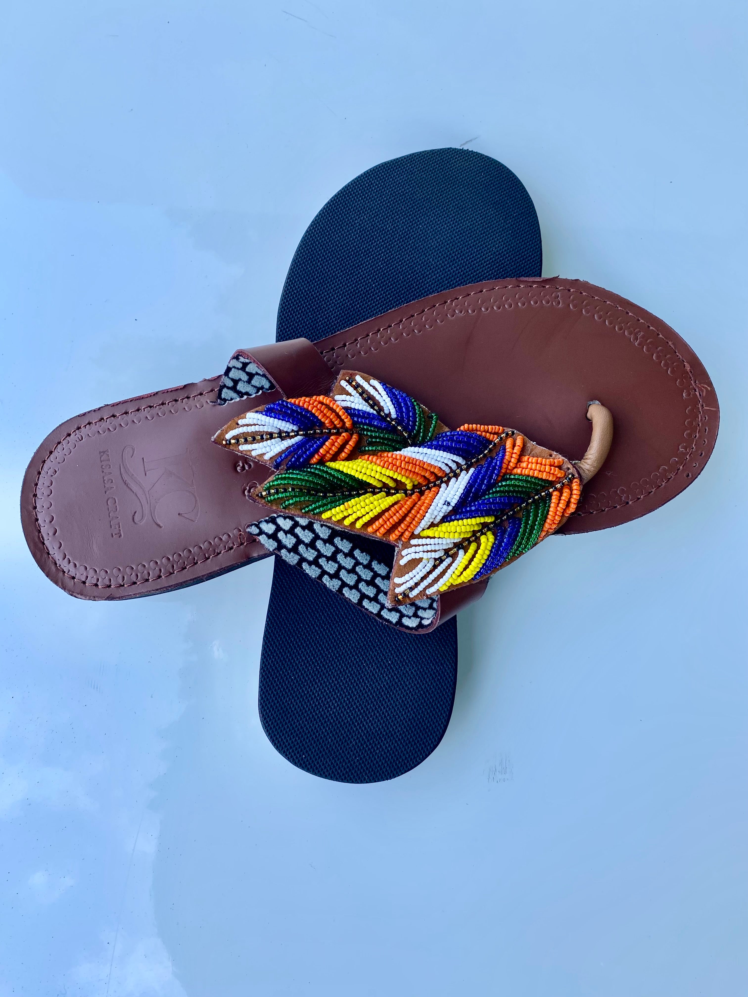 Handmade Maasai Braided Leather Sandals – Multicolor