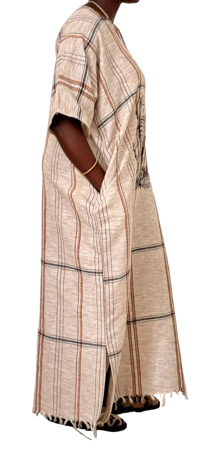 African Elephant Print Maxi Kaftan Dress – One of a Kind