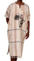 African Wildlife Maxi Dress – Beige & Orange
