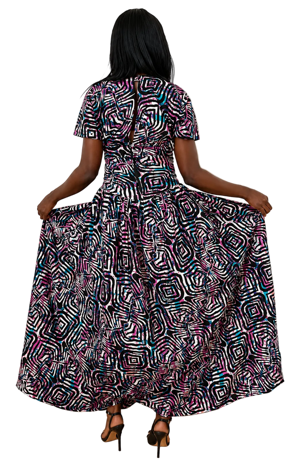 Midnight Mosaic Print Maxi Dress