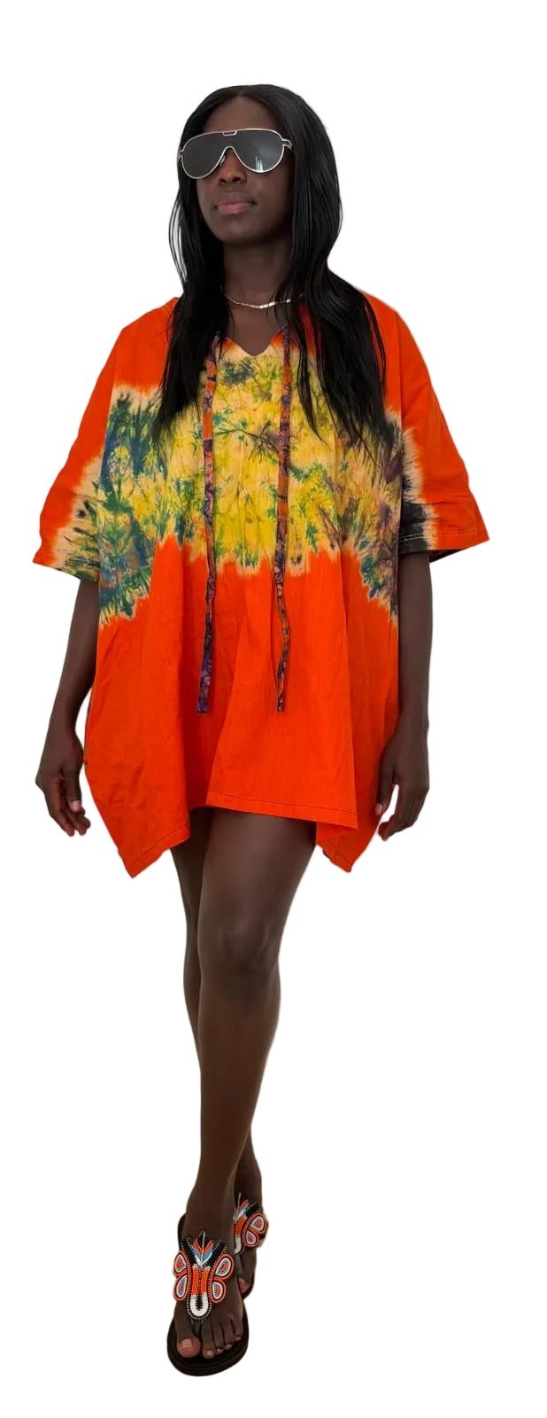 Sunset Tie-Dye African Cotton Dress