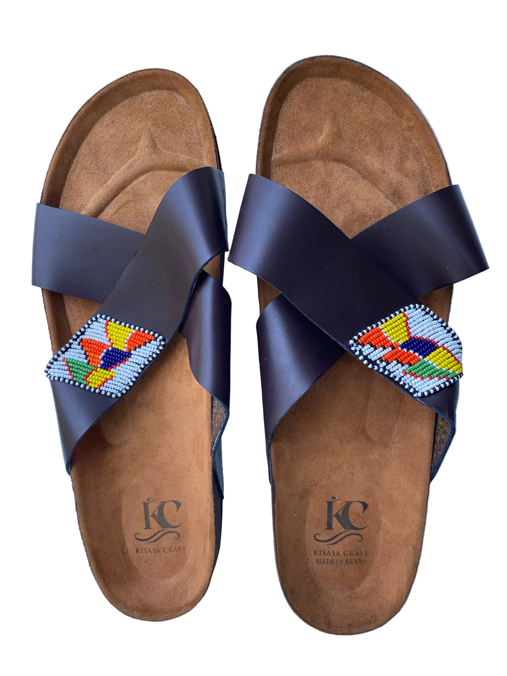 Men’s Handmade Maasai Beaded Leather Sandals – Brown