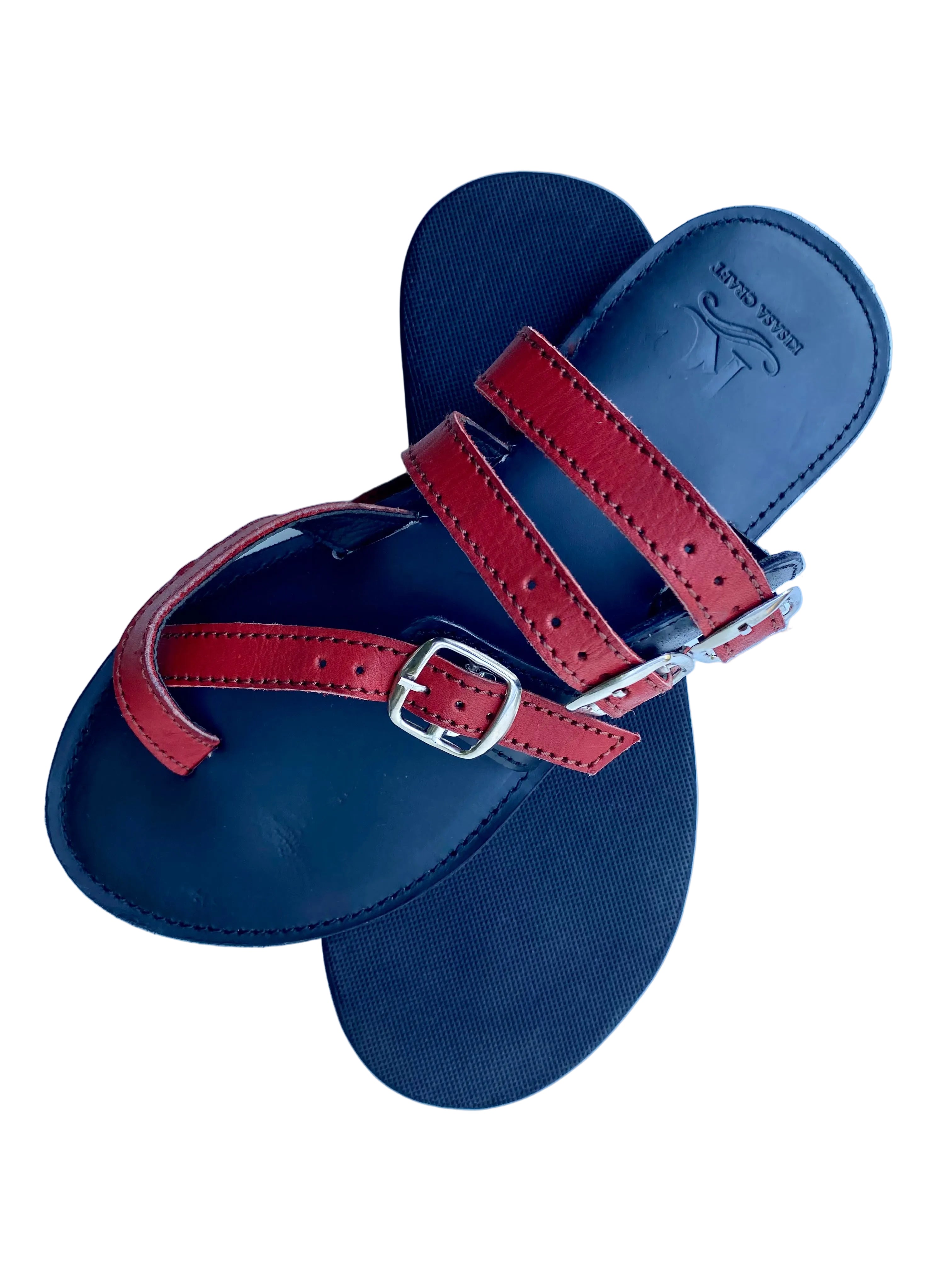 Women’s Handmade Leather Strap Sandals – Red