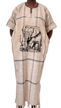 Handmade African Elephant Safari Maxi Dress – Women’s Cotton Dress with Pockets