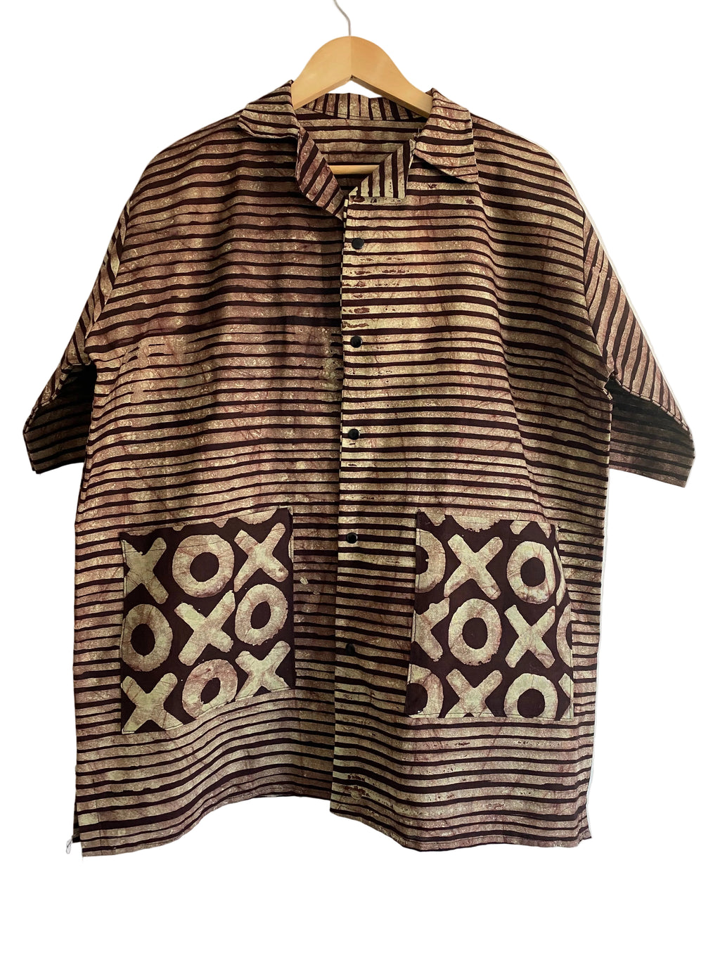 Handcrafted African Print Men’s Shirt – Brown Tribal Pattern