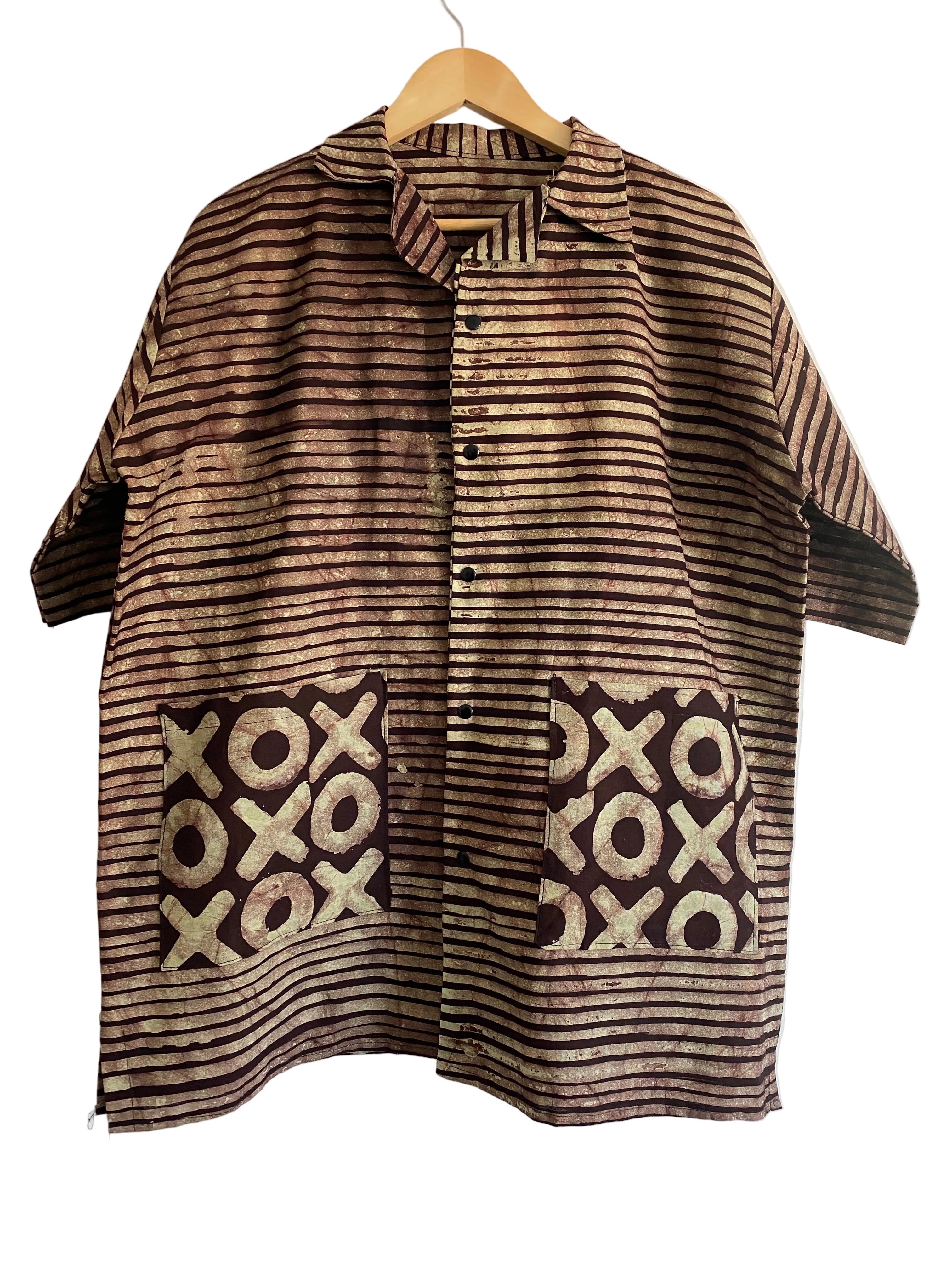 Handcrafted African Print Men’s Shirt – Brown Tribal Pattern