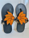 Handmade Maasai Leather Sandals – Black Beaded African Sandals