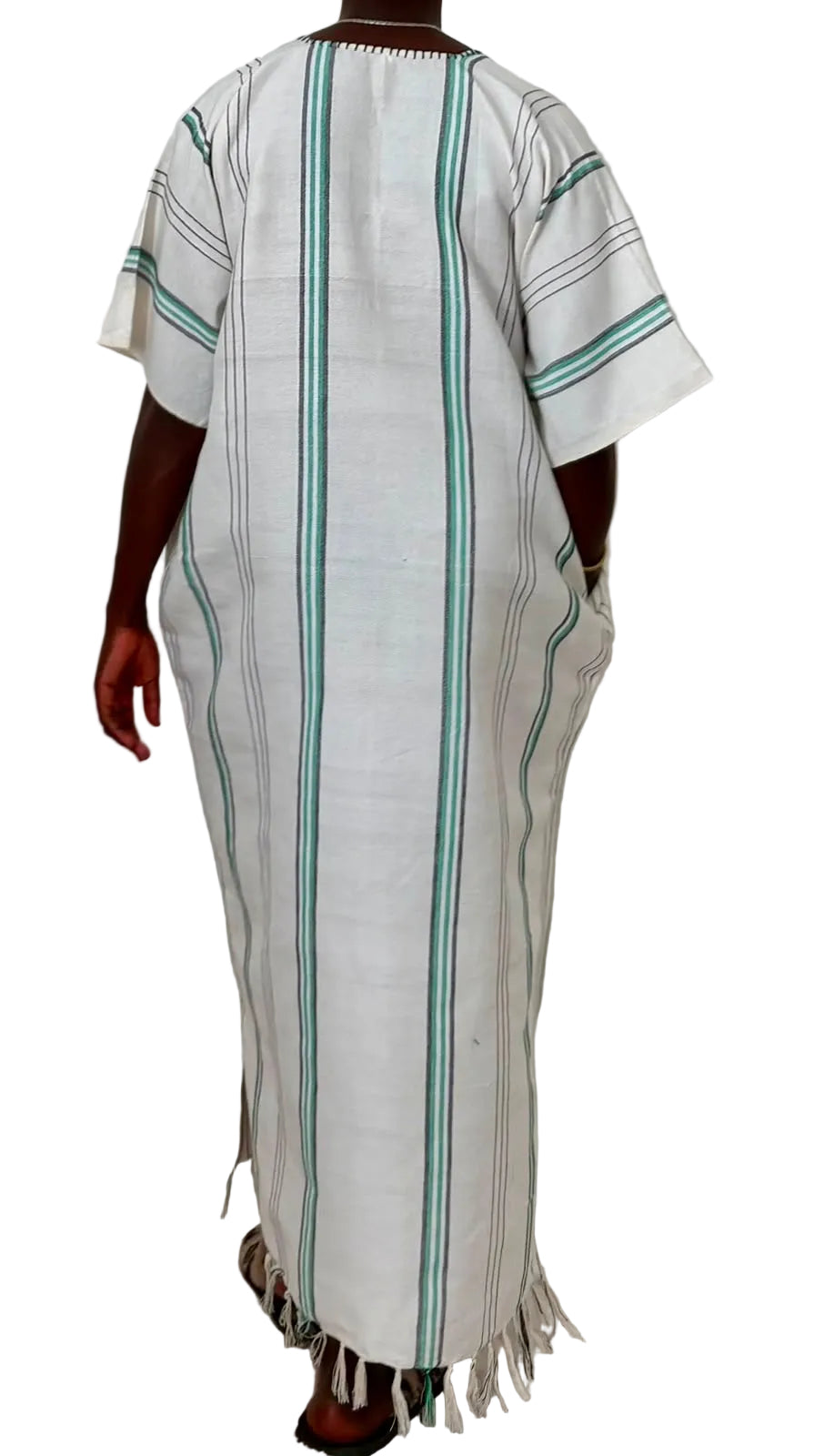 Big Five African Maxi Dress – White & Green