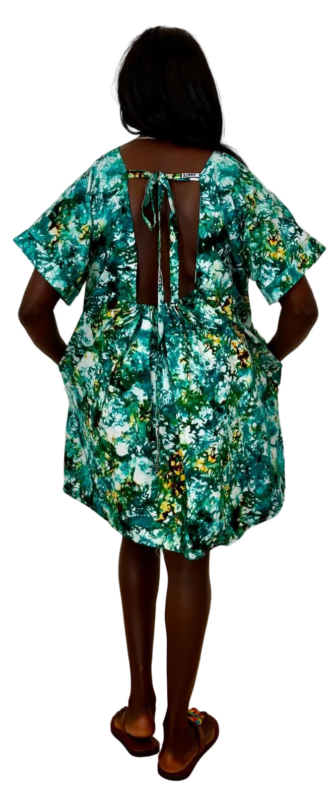 Emerald Bloom African Print Dress