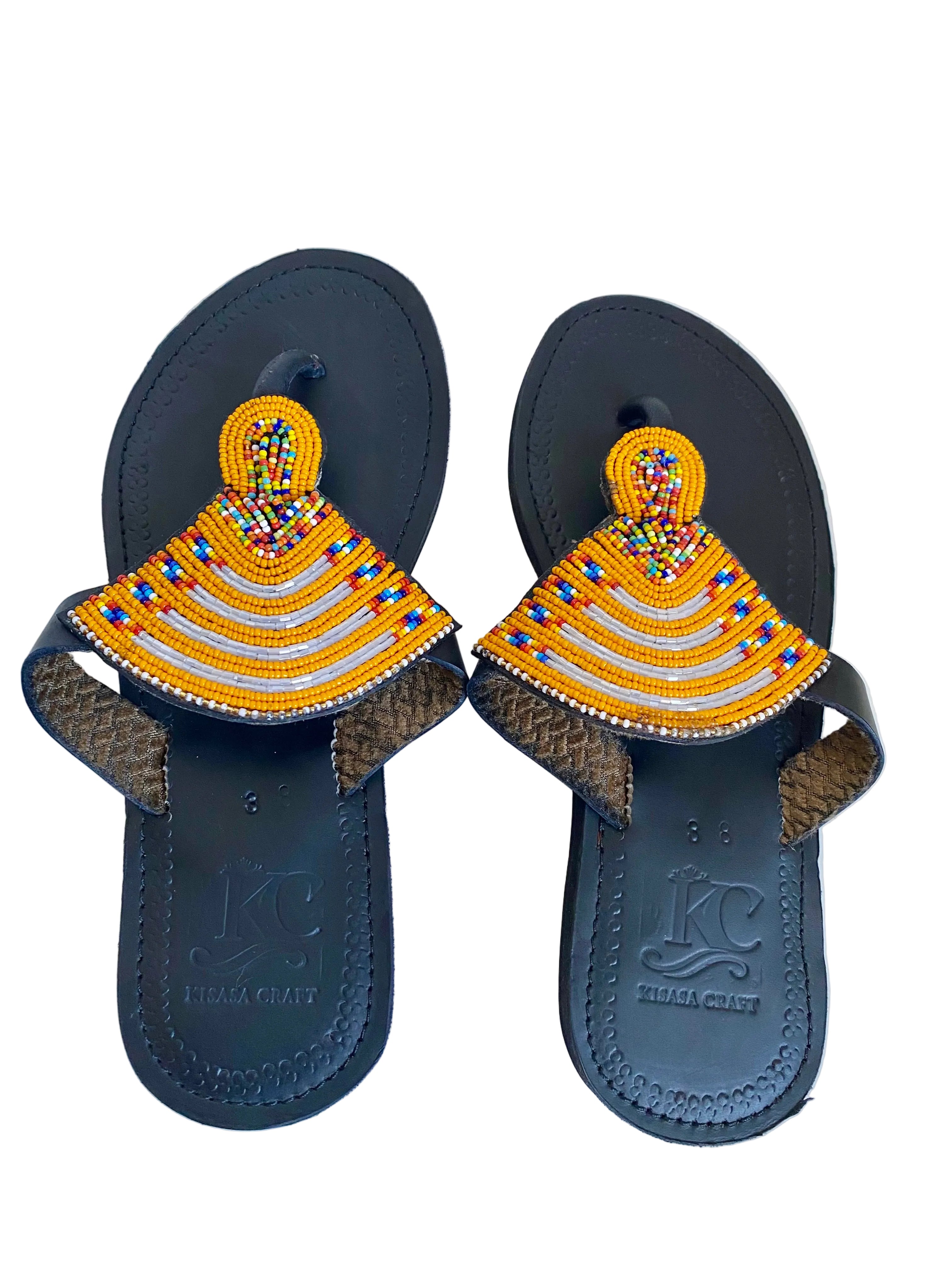 Handcrafted Kenyan Maasai Cowhide Leather Beaded Sandals