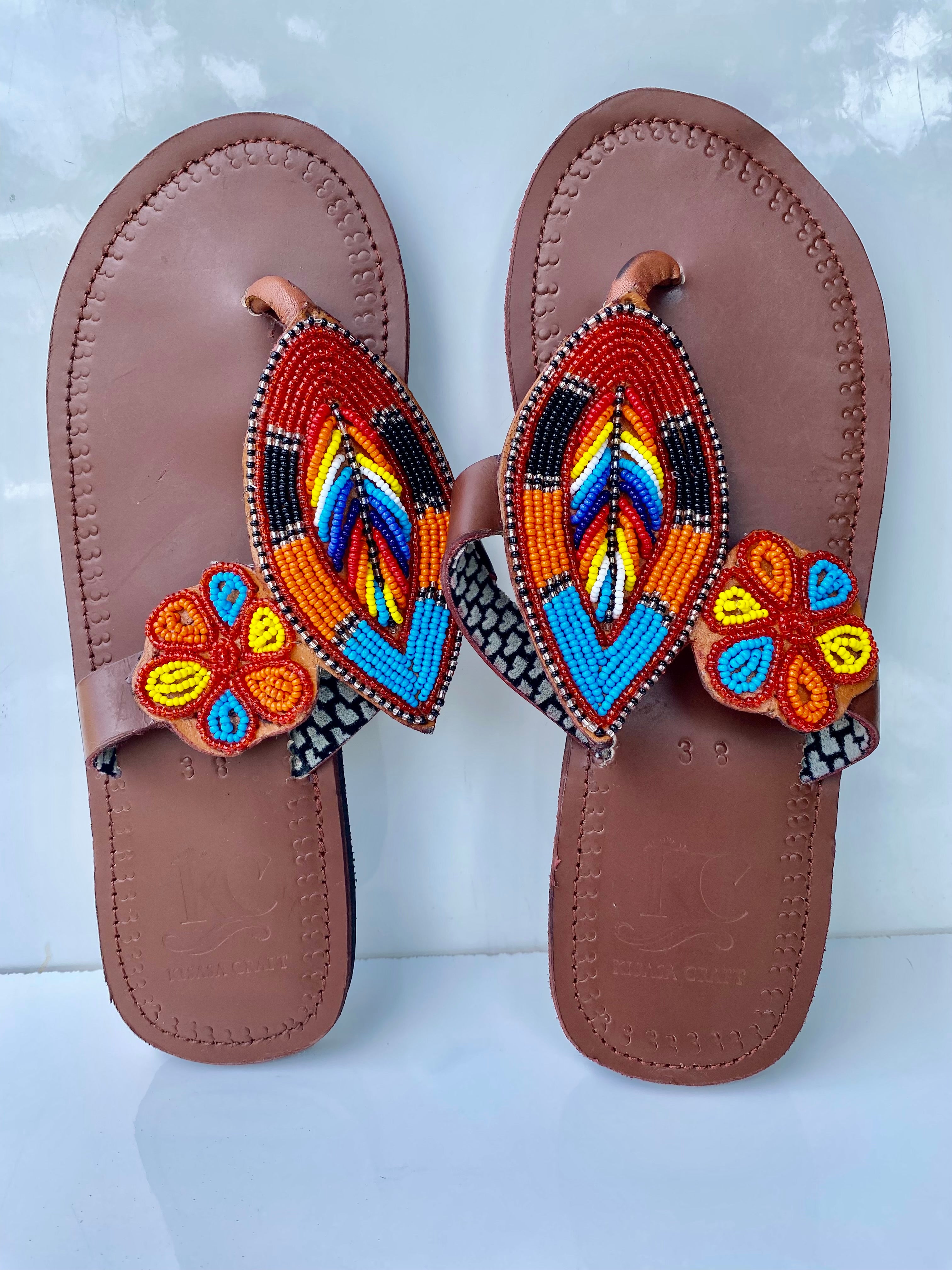 Handmade Maasai Beaded Sandals | Genuine Leather