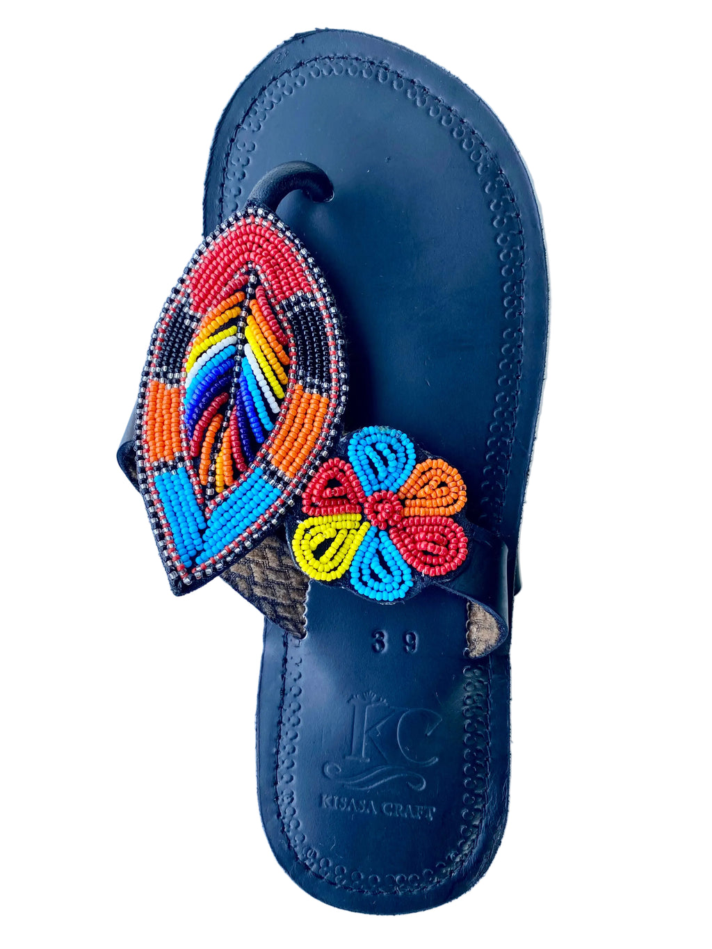 Handmade Maasai Beaded Leather Sandals – Black | Afrocraft Sweden