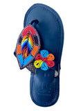 Handmade Maasai Beaded Leather Sandals – Black | Afrocraft Sweden