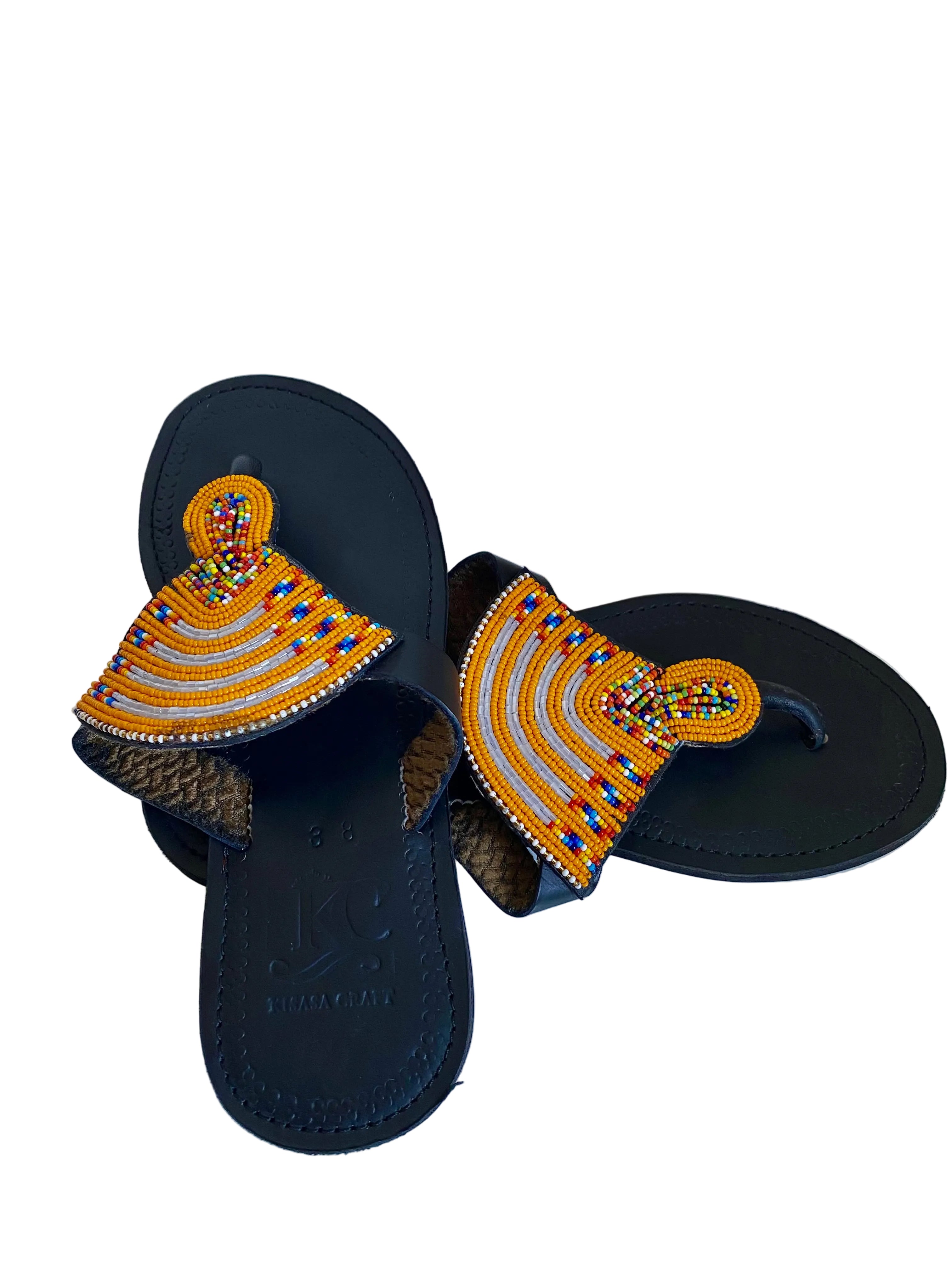 Handcrafted Kenyan Maasai Cowhide Leather Beaded Sandals