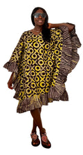 Yellow Ruffle Ankara Kaftan Dress