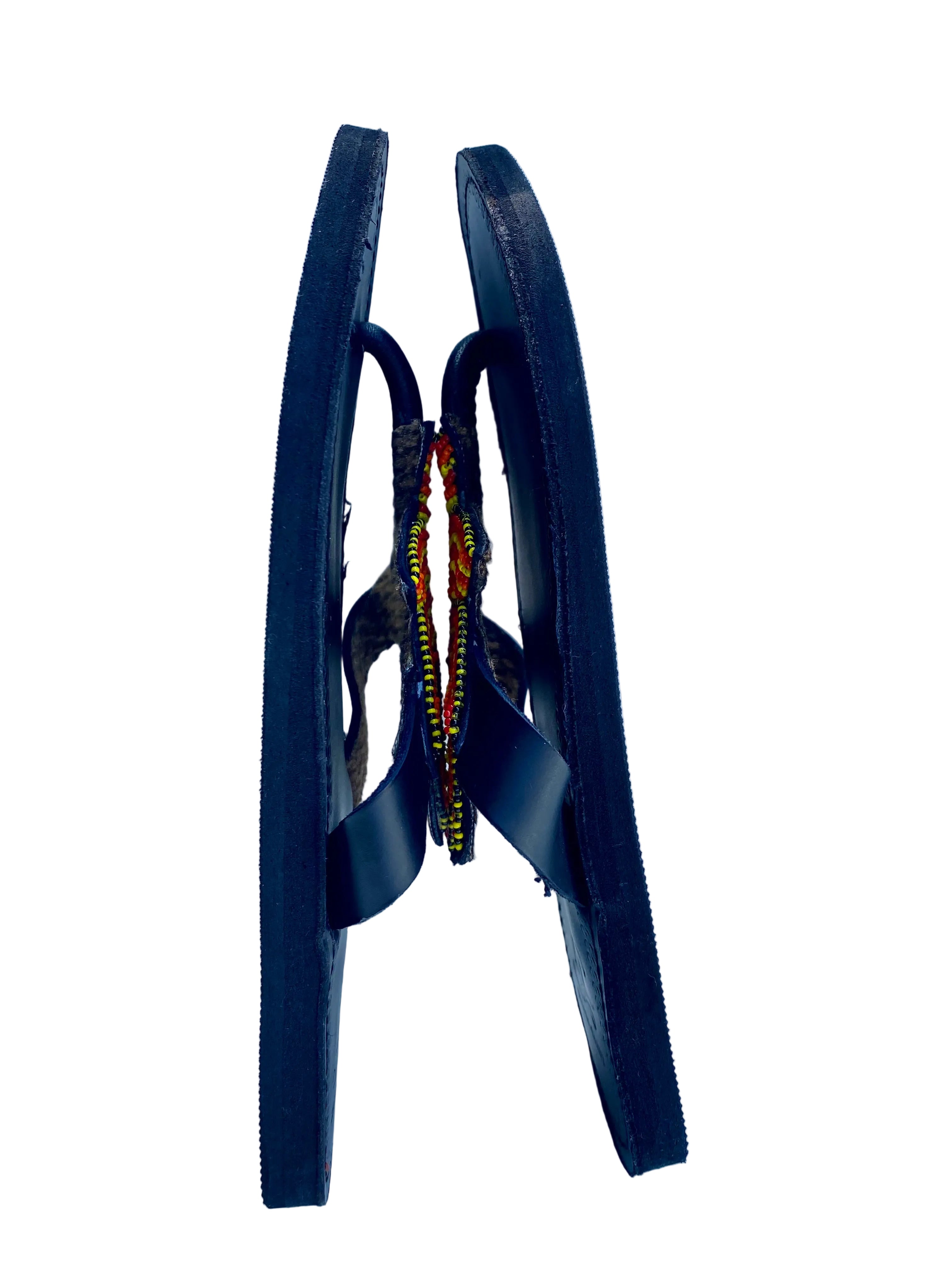 Handmade Maasai Leather Sandals – Black Beaded African Sandals