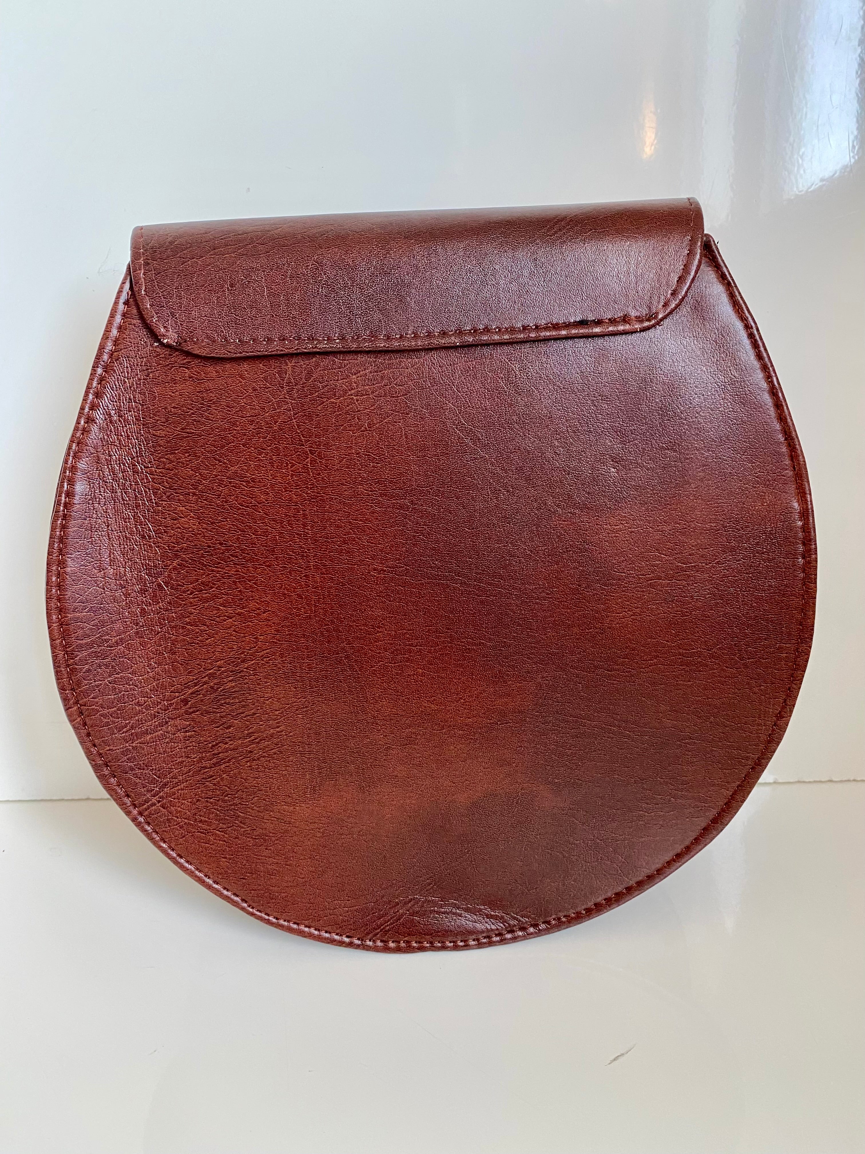 Handcrafted African Beaded Leather Crossbody Bag – Brown Sunrise