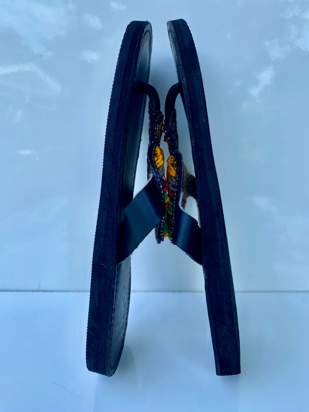 Handmade Maasai Beaded Leather Sandals – Black