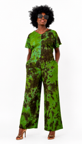 African Print Wide-Leg Jumpsuit – Green & Orange | Afrocraft Sweden