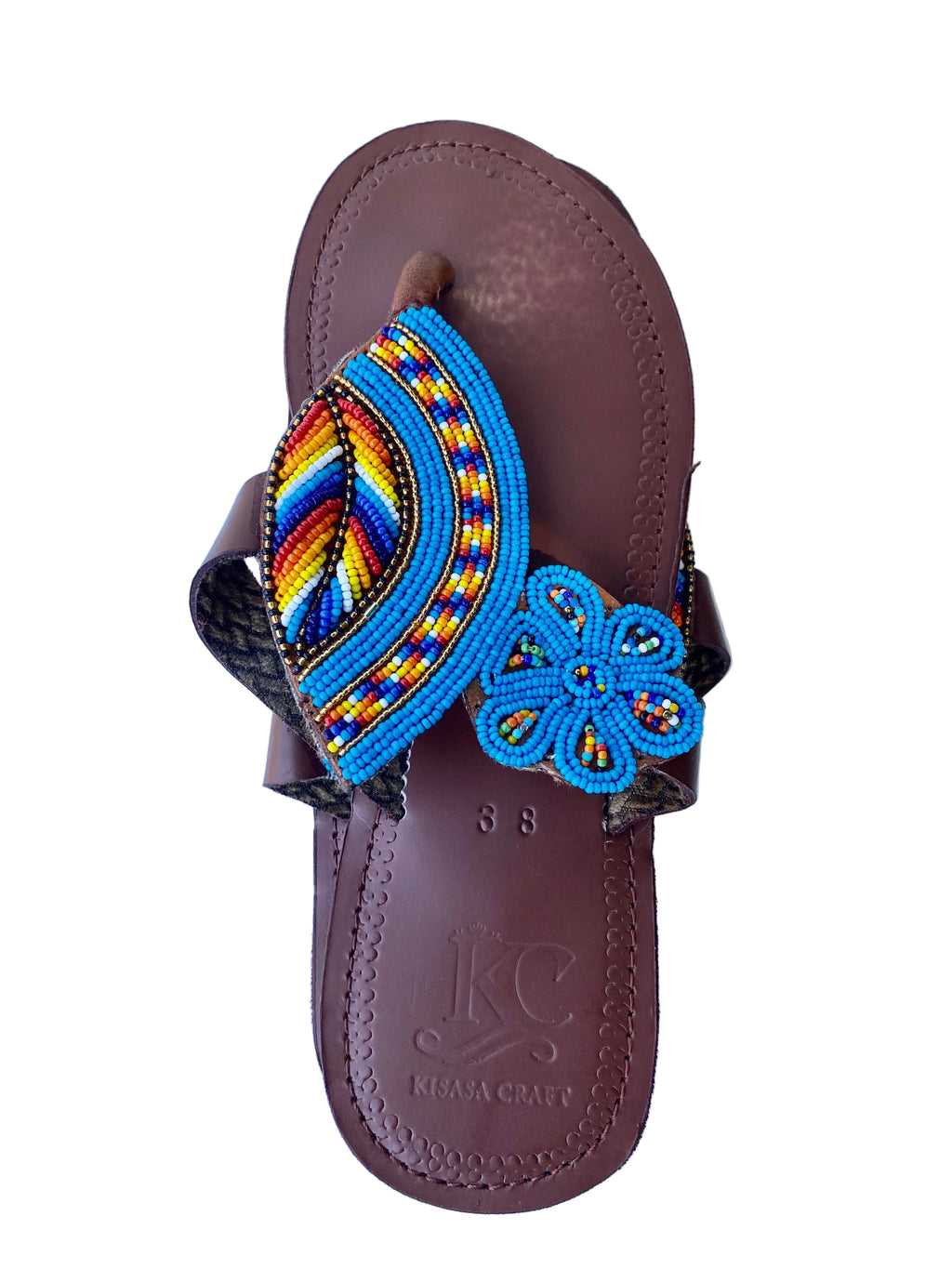 Handmade Maasai Beaded Sandals – Blue