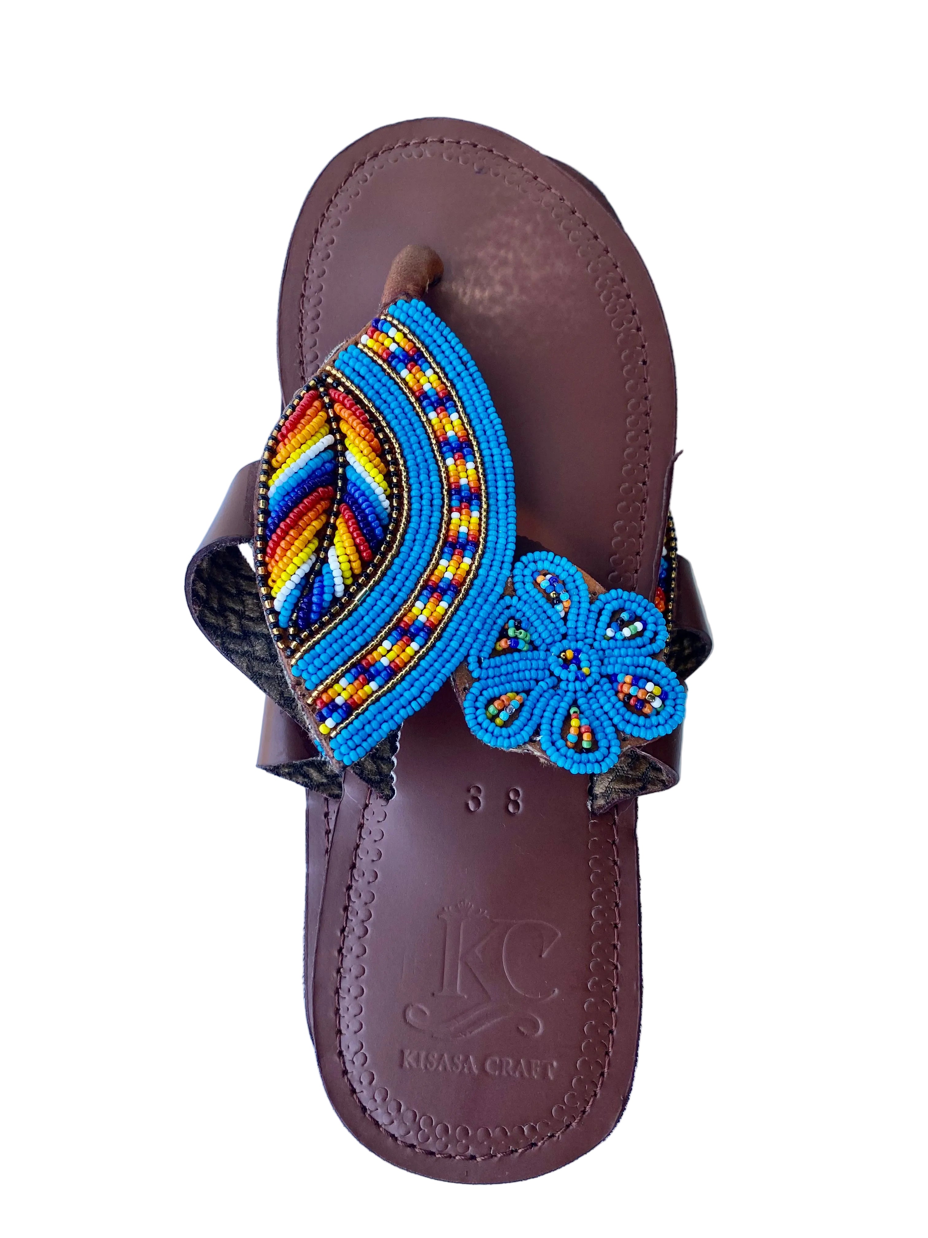 Handmade Maasai Beaded Sandals – Blue