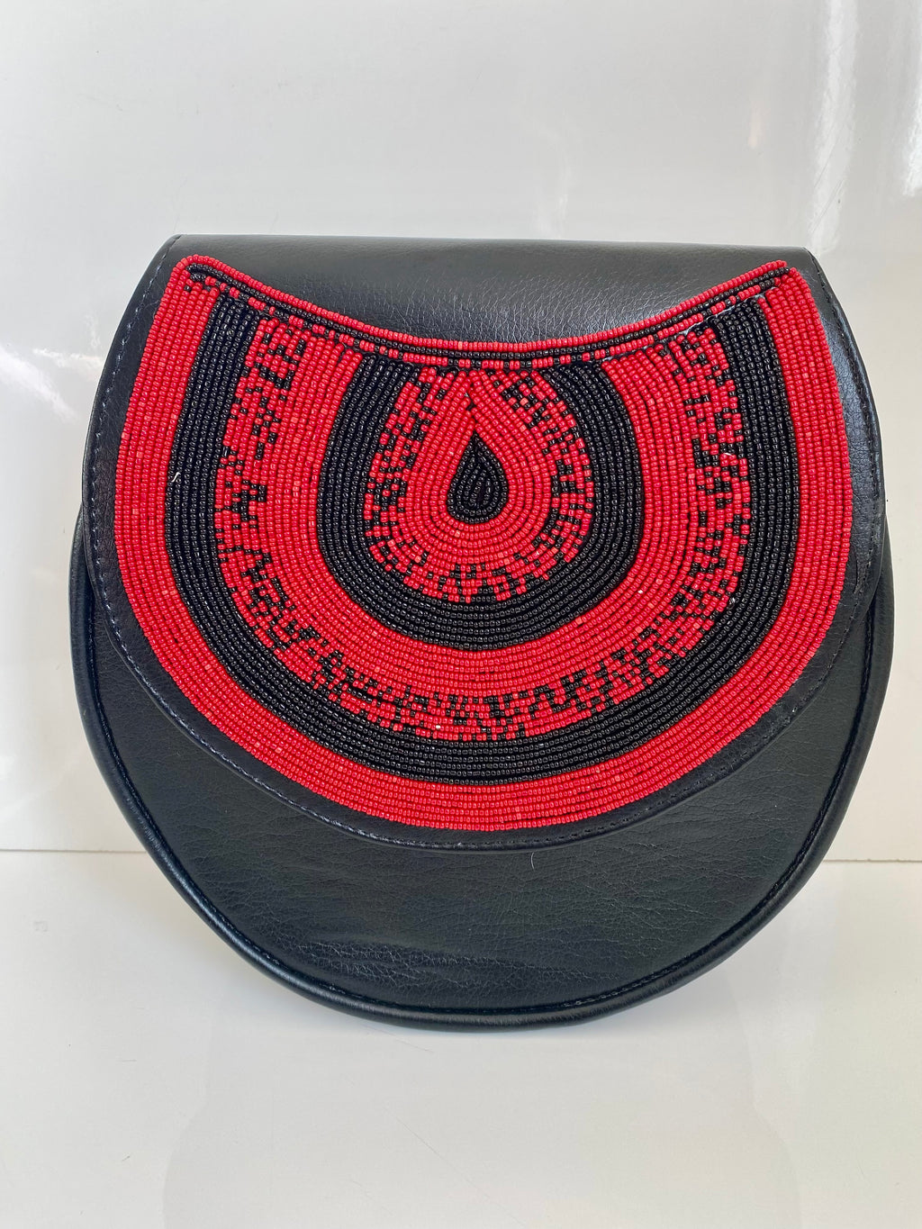 Afrocraft Handmade Beaded Leather Crossbody Bag – Earth Harmony