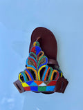 Handmade Maasai Beaded Leather Sandals – Rainbow Fan Design