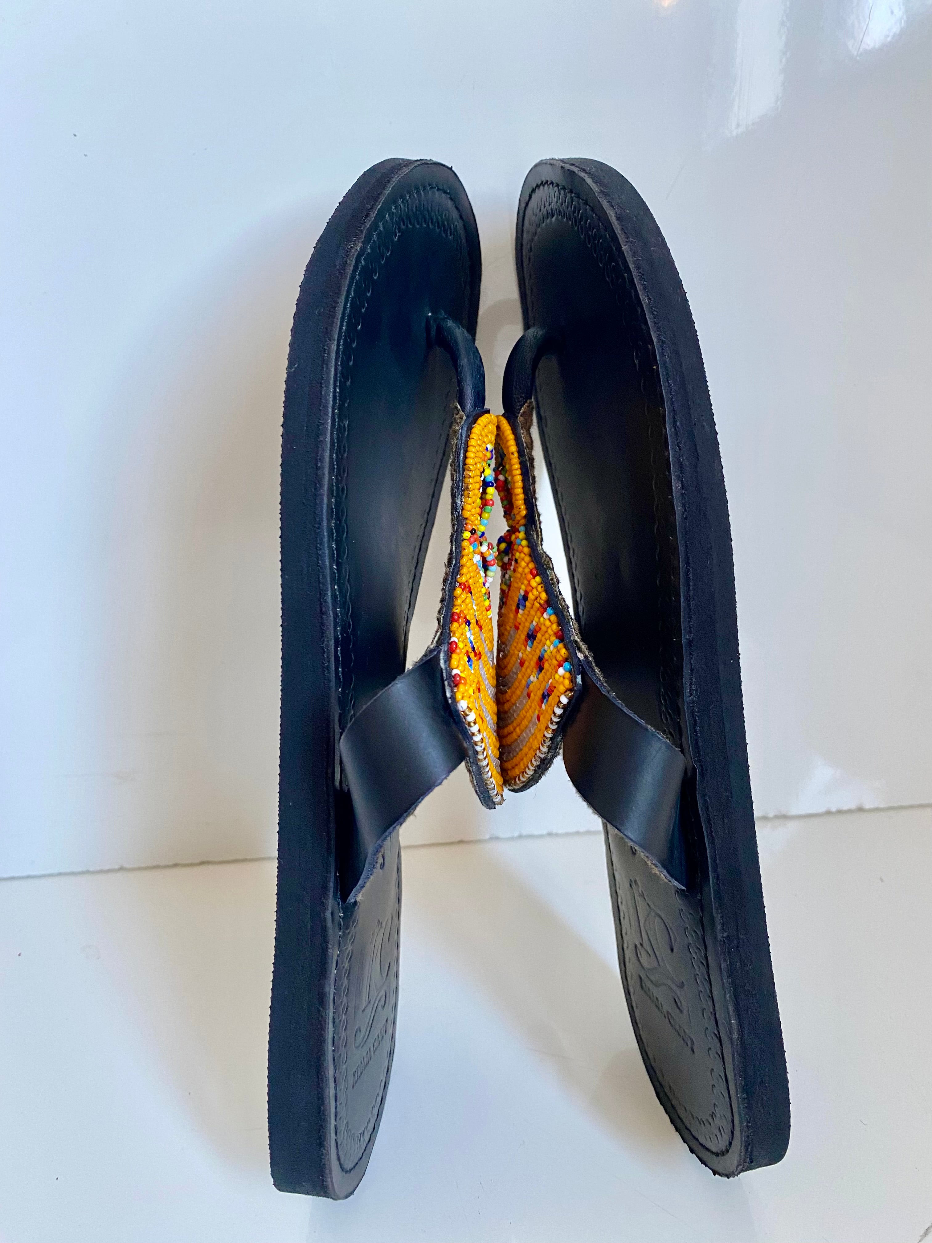Handcrafted Kenyan Maasai Cowhide Leather Beaded Sandals