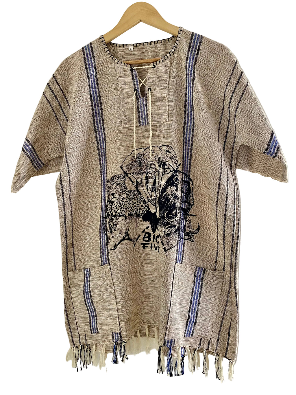 Handmade African Unisex Safari Shirt – Beige Tribal Print