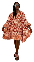 Elegant Ankara Ruffle Dress – Terracotta Pattern