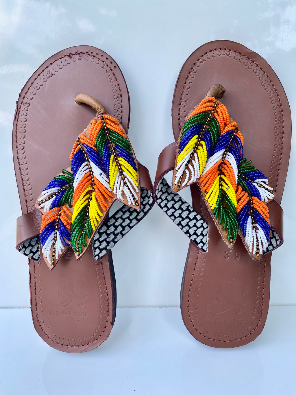 Handmade Maasai Braided Leather Sandals – Multicolor