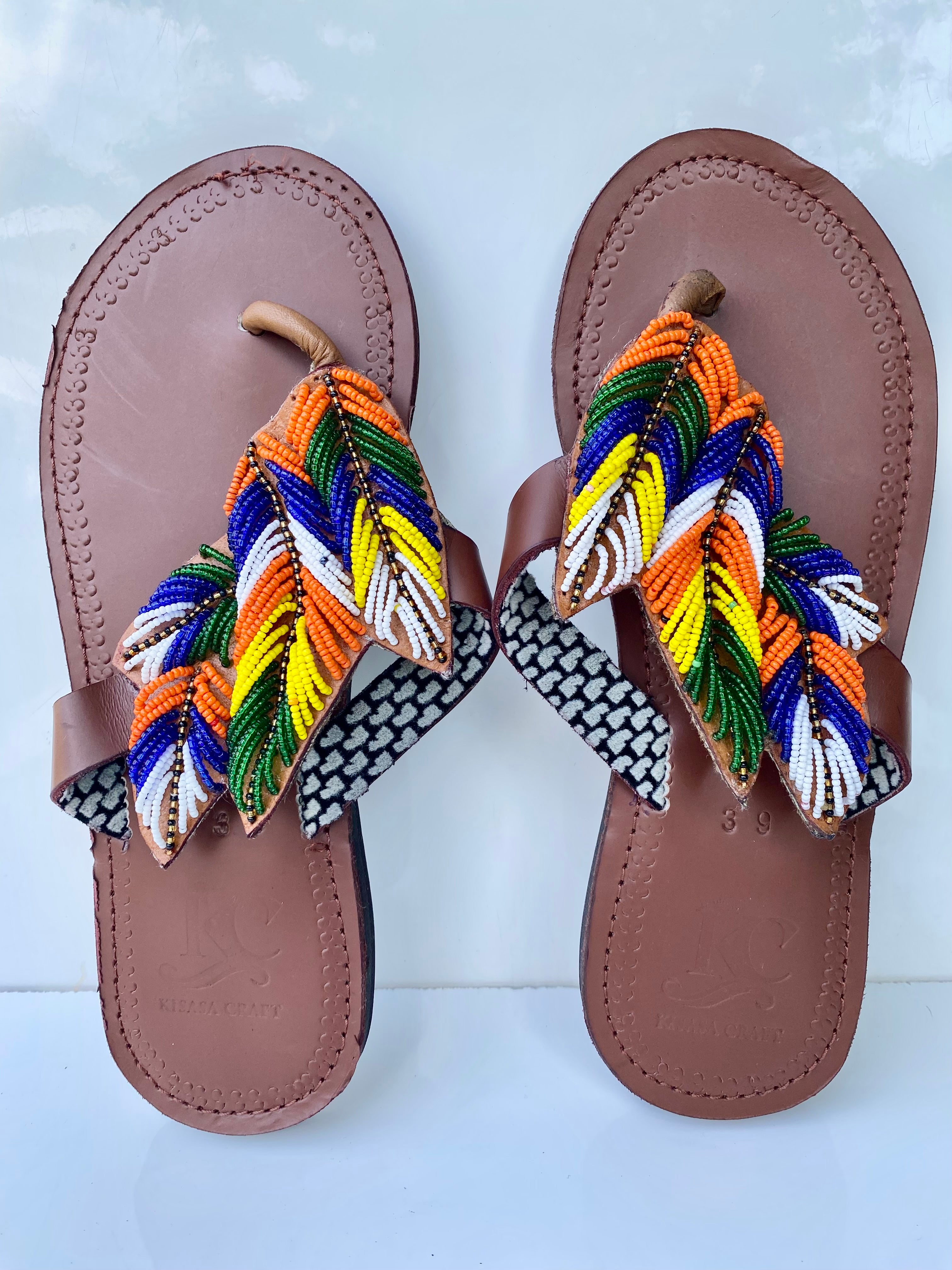 Handmade Maasai Braided Leather Sandals – Multicolor