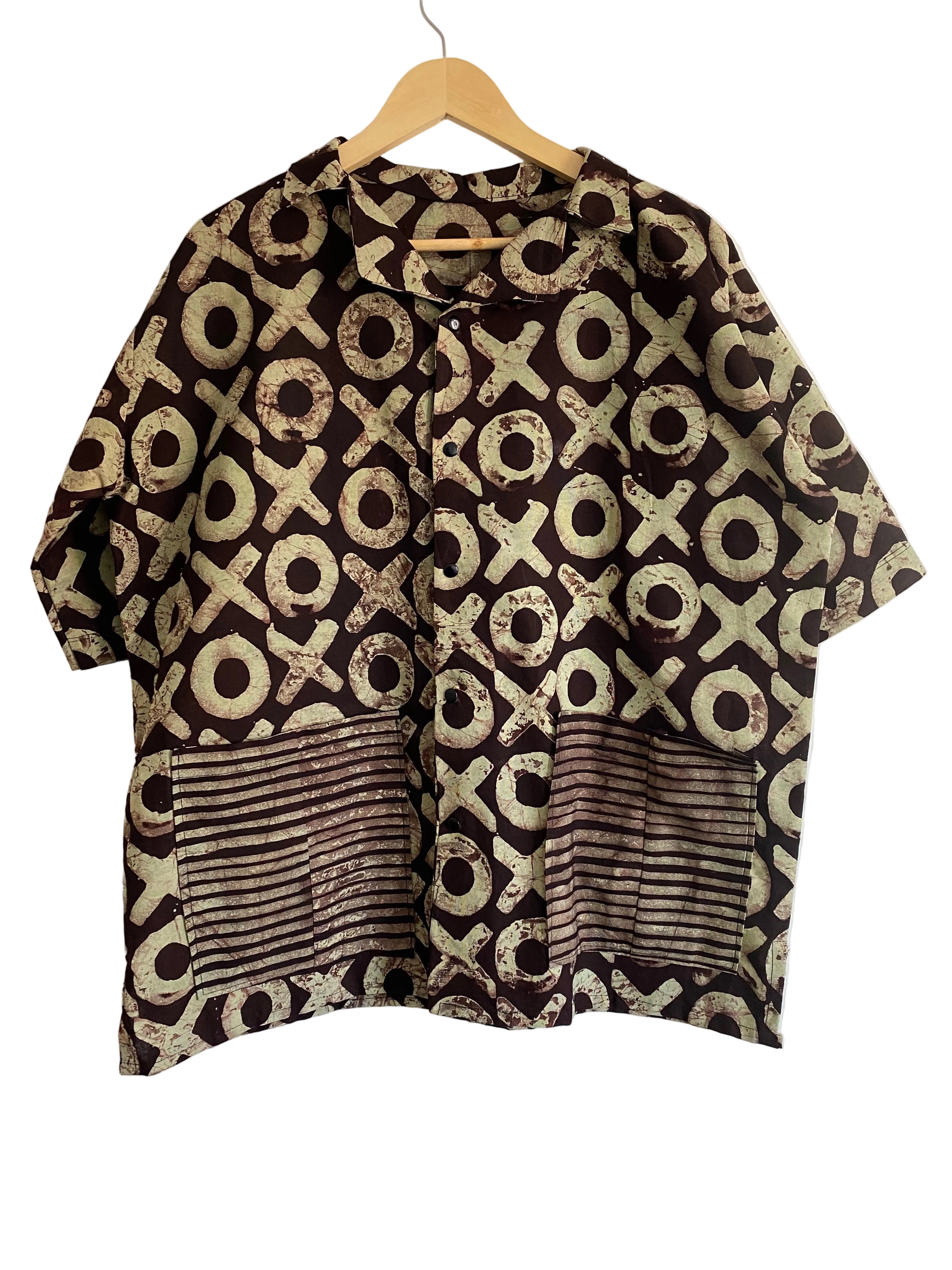 Men’s Handcrafted African Print Shirt – Brown &Beige Tribal Design
