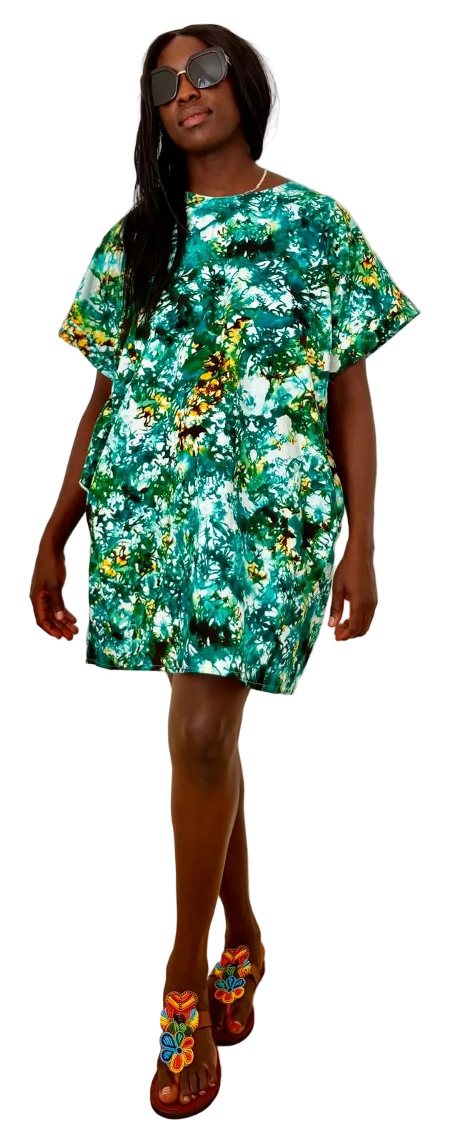Emerald Bloom African Print Dress