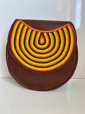 Handcrafted African Beaded Leather Crossbody Bag – Brown Sunrise